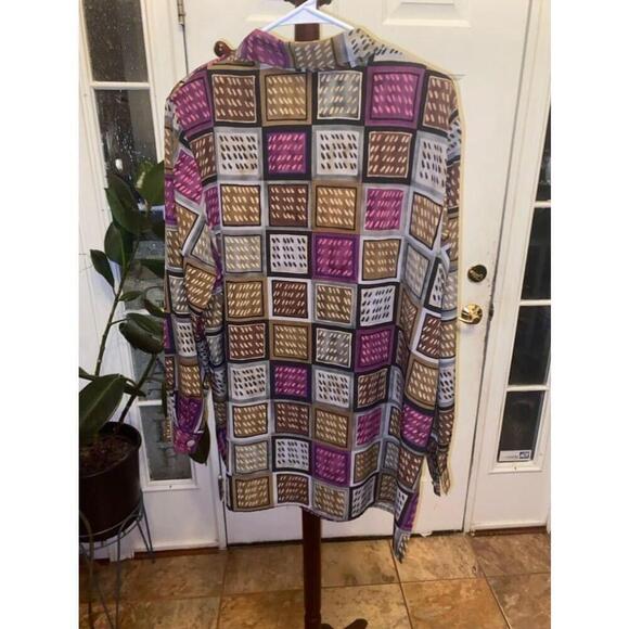 Women's Notations Blouse Size 16W Brown Purple Geometric - Picture 6 of 6